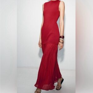 Zara Elegant Red Sleeveless Dress